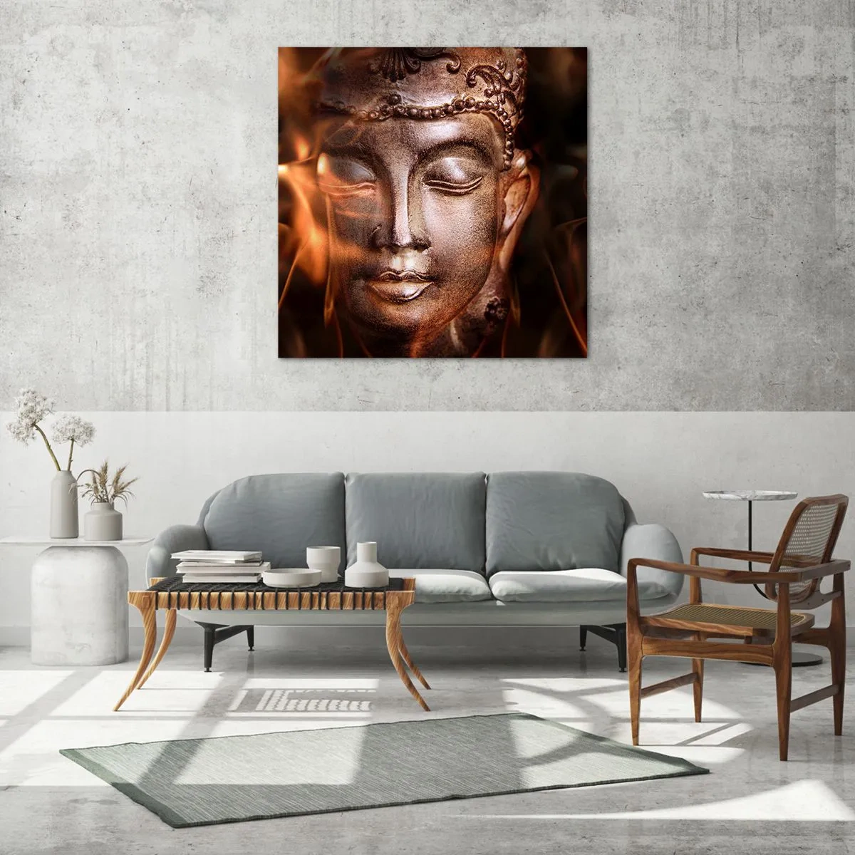 Glastavla - Bild på glas - Det finns bara här och nu - 60x60 cm