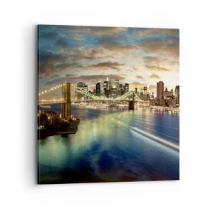 Canvastavla - Bild på duk - En ljus kväll över Manhattan. - 70x70 cm