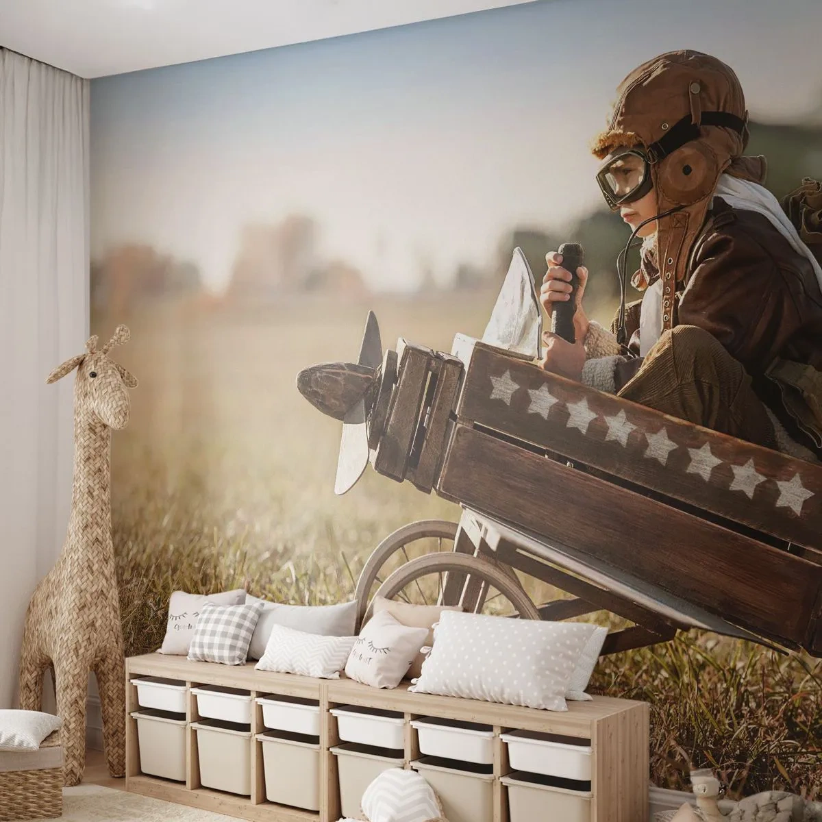 Fototapet Premium Sand - Stort mot drömmarna - Pojke, Plan, Årgång - 150x105 cm