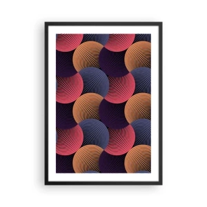 Affisch i svart ram - Geometriskt mönster med färgglada, koncentriska cirklar - 50x70cm - I en cirkulär rytm - Modern väggdekoration för vardagsrum och sovrum ARTTOR