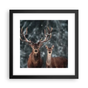 Affisch i svart ram - Skogens herre med hustrun - 30x30 cm