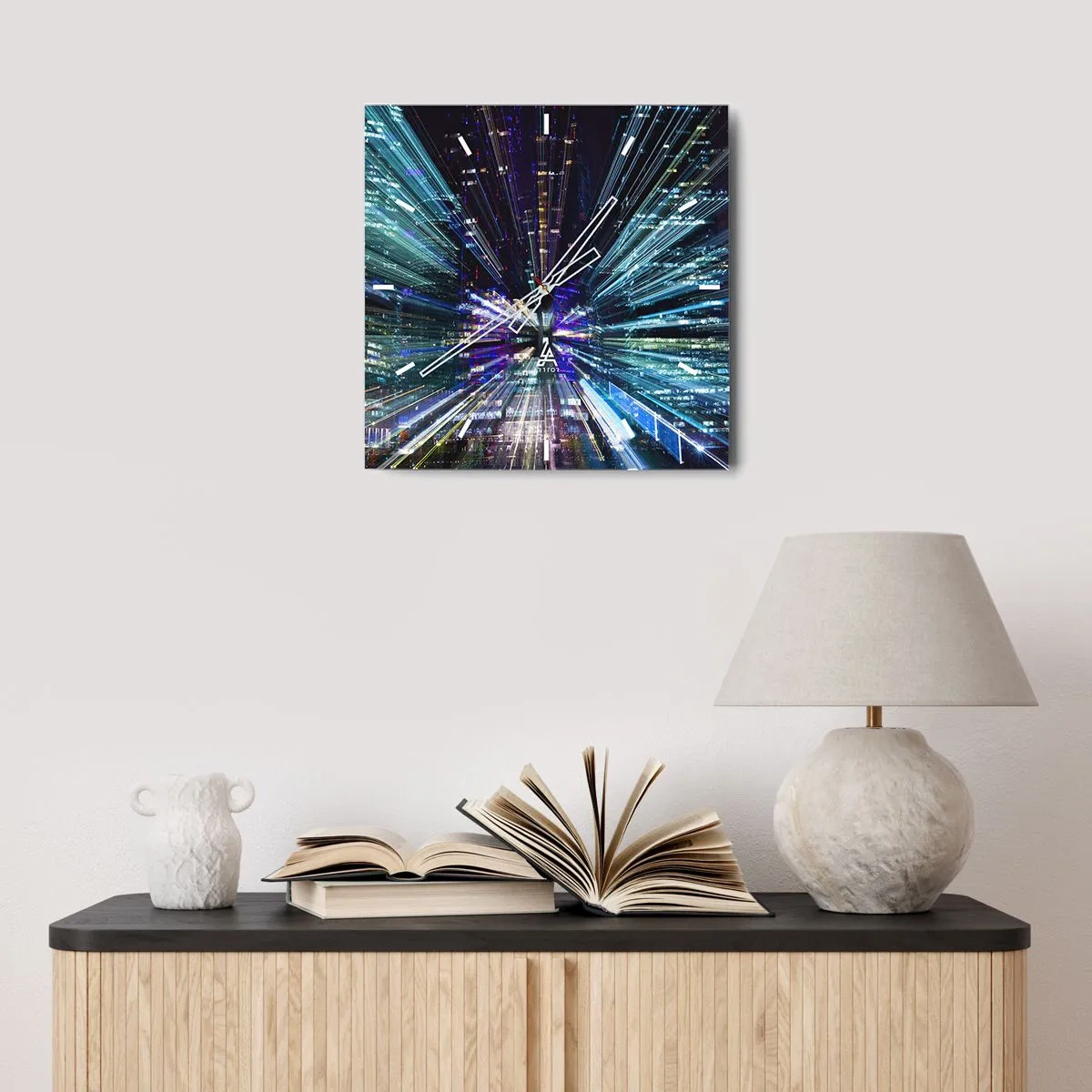 Väggklocka - Klocka på glas - Övergång till hyperrymden - 30x30 cm
