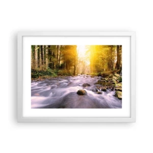 Affisch i vit ram - Malakit i silver-guld infattning - 40x30 cm