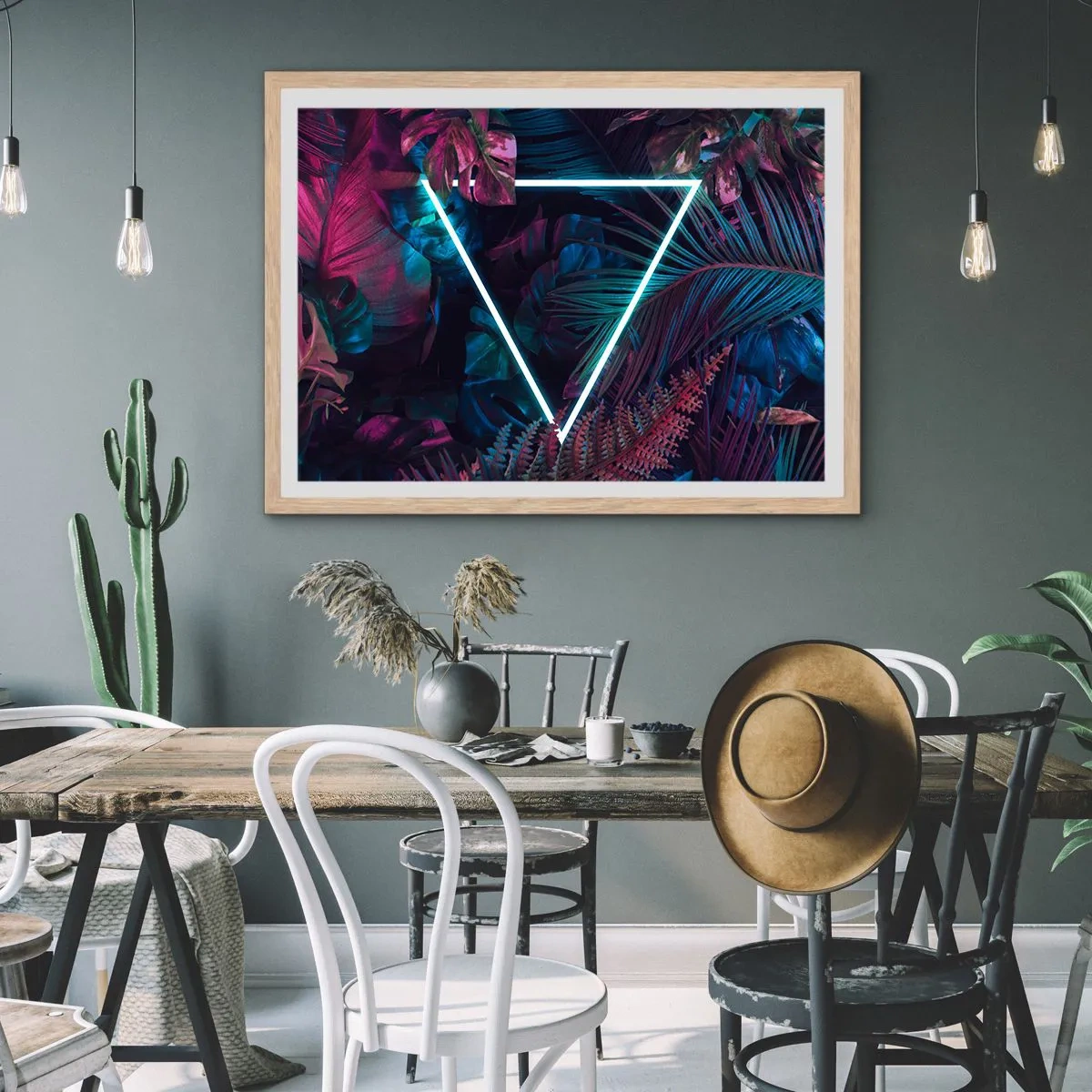 Affisch i ram av ljusek - Trädgård i retrostil - 50x40 cm