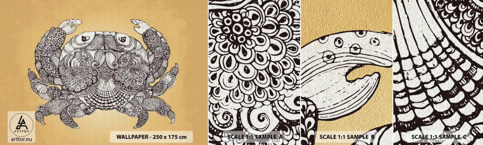 Fototapet Prov Standard Eco - Herr Krabba berättar - Krabba, Djur, Teckning - 100x30 cm