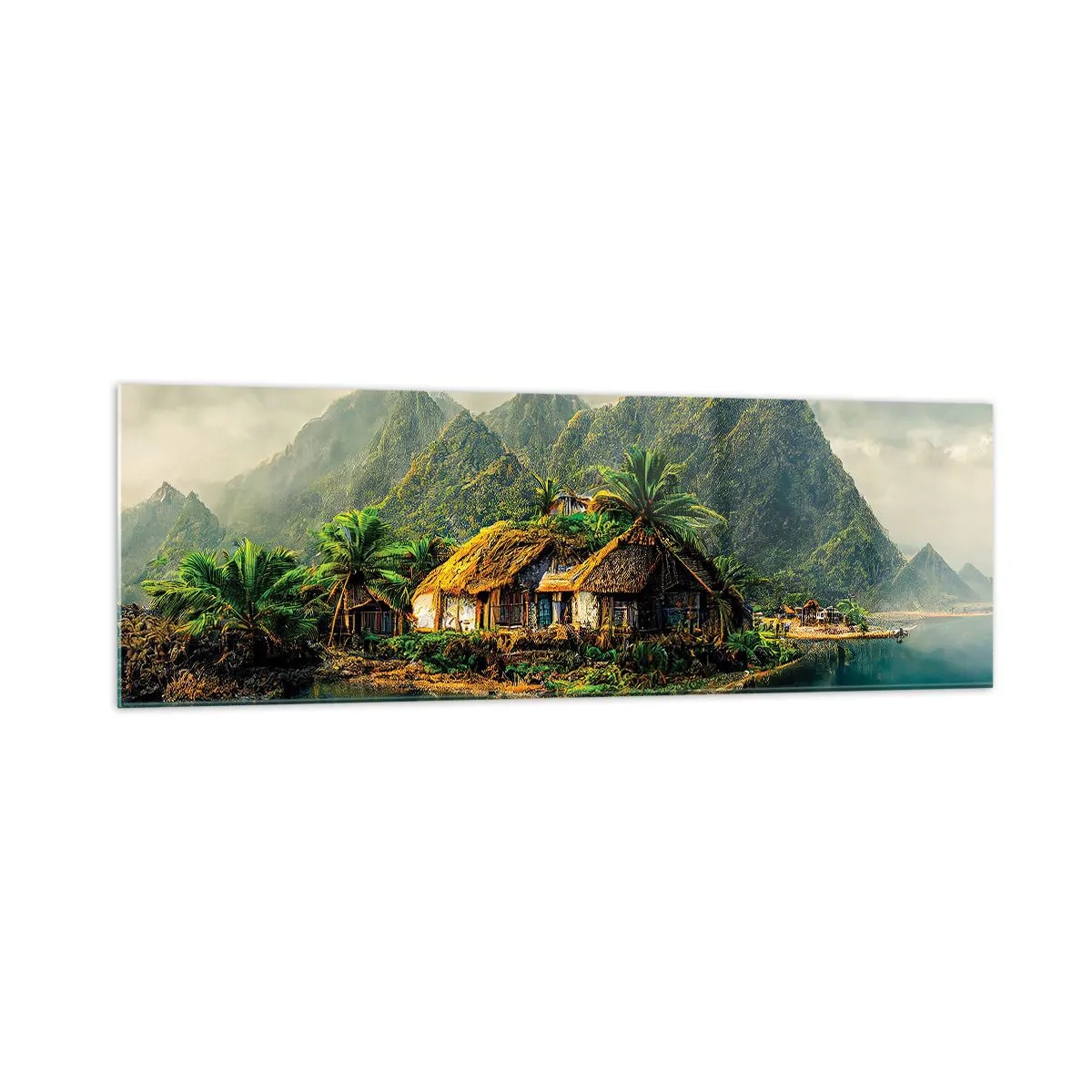 Glastavla - Bild på glas - Tropiskt paradis - 160x50 cm