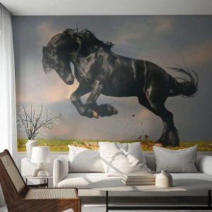 Fototapet Premium Canvas - Vacker och fri - Djur, Häst, Landskap - 250x175 cm