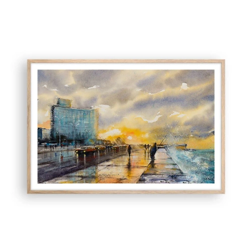 Affisch i ram av ljusek - Livet på stranden - 91x61 cm
