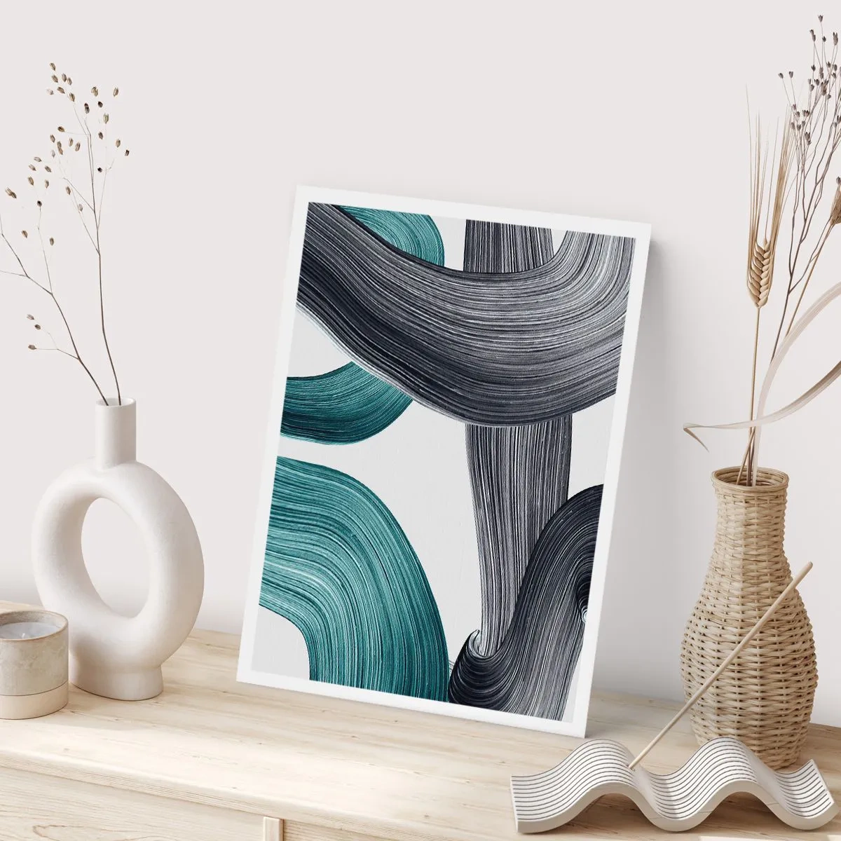 Affisch - Smaragd och svarta spår - 70x100 cm