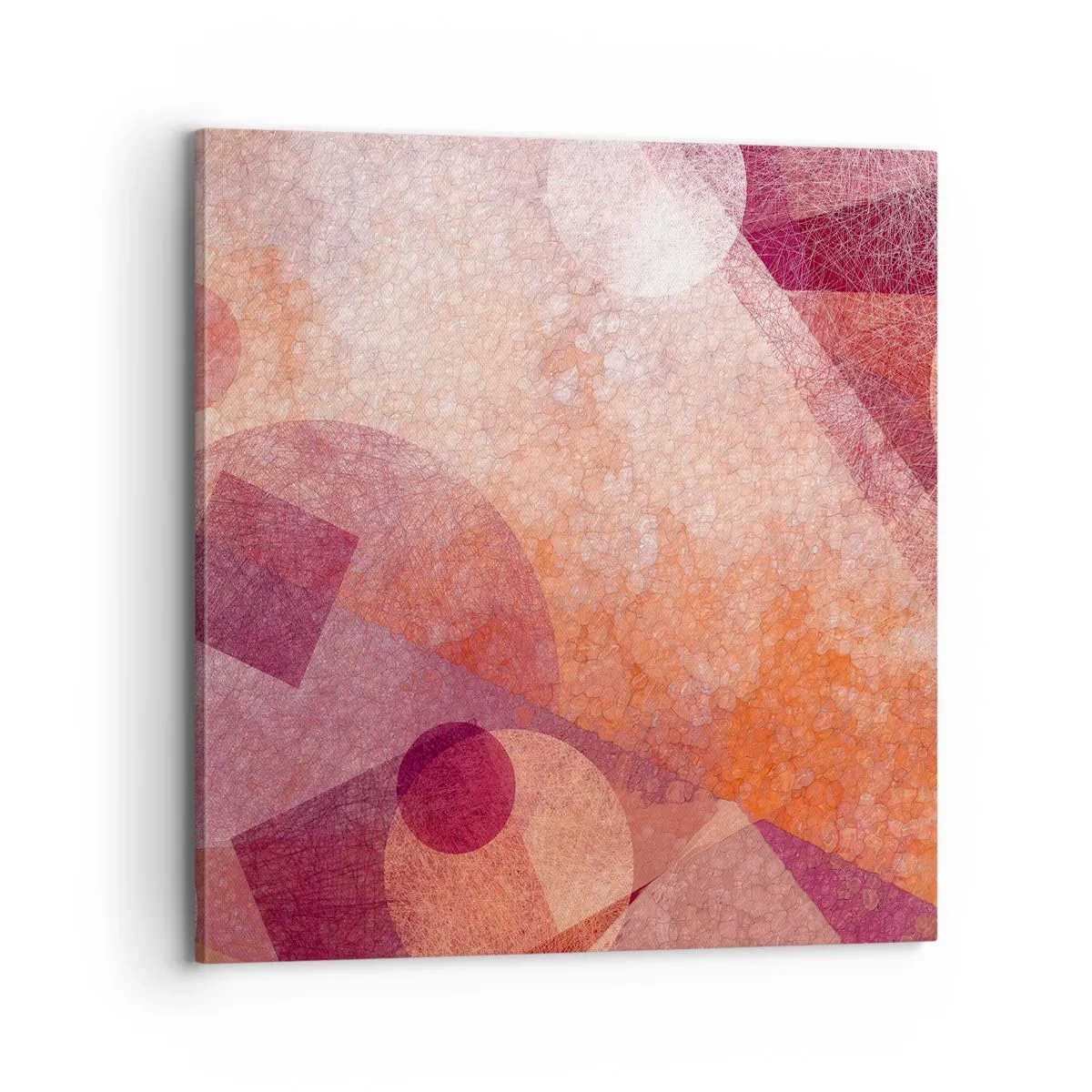Canvastavla - Bild på duk - Geometriska omvandlingar i rosa - 70x70 cm