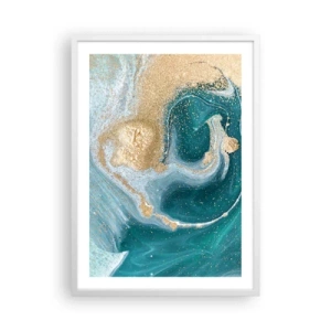 Affisch i vit ram - Guld- och turkosvirvel - 50x70 cm