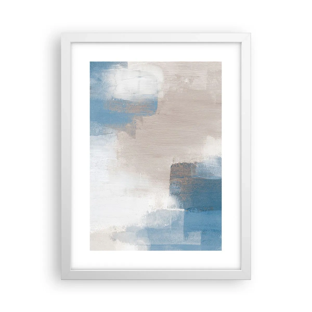 Affisch i vit ram - Rosa abstraktion bakom en blå slöja - 30x40 cm