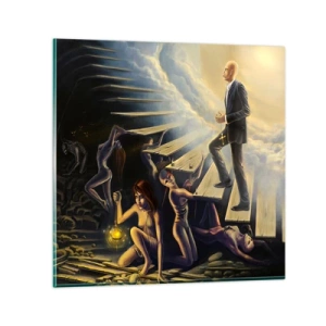 Glastavla - Bild på glas - Danteisk vandring mot ljuset  - 60x60 cm