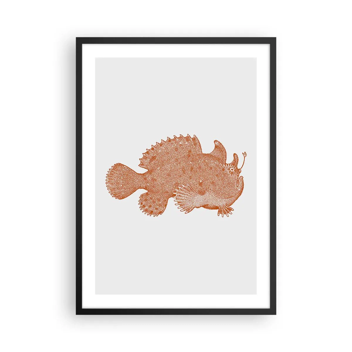 Affisch i svart ram - Detaljerad illustration av en djuphavsfisk - 50x70cm - Och ändå en fisk - Modern väggdekoration för vardagsrum och sovrum ARTTOR