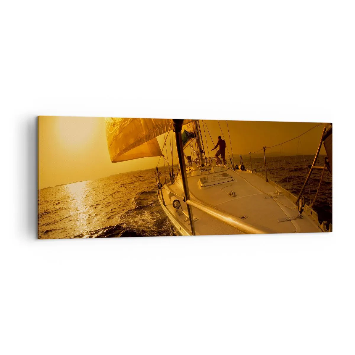 Canvastavla - Bild på duk - Gyllene kväll efter en färgrik dag - 140x50 cm