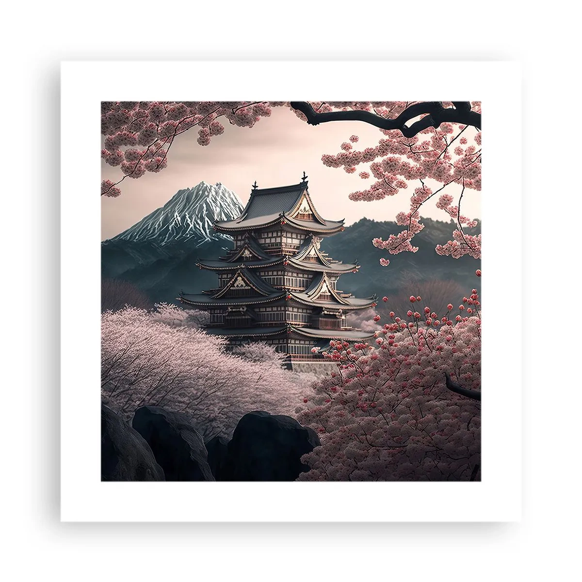 Affisch - Ett land av blommande körsbär - 40x40 cm