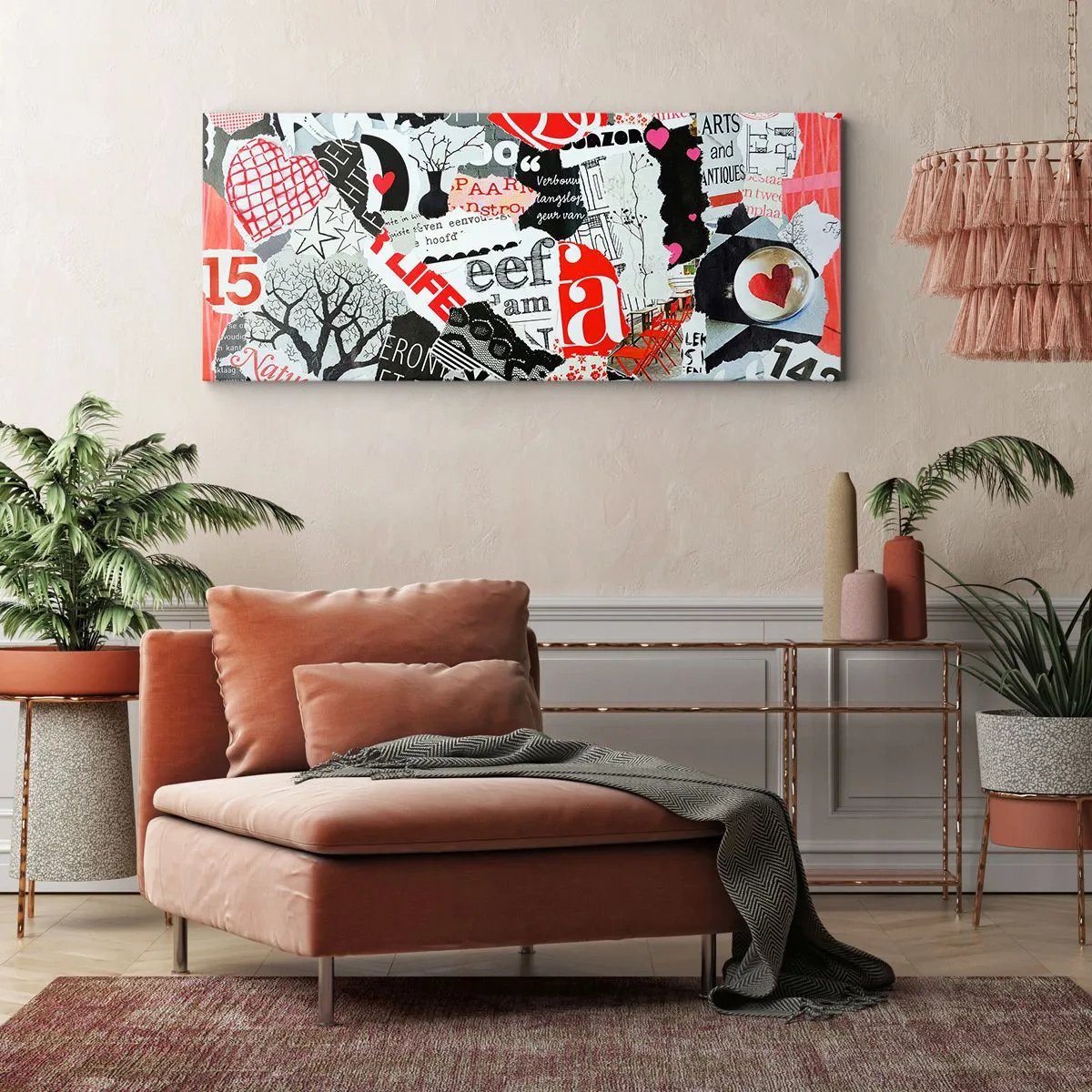 Canvastavla - Bild på duk - Hipster collage - 140x50 cm