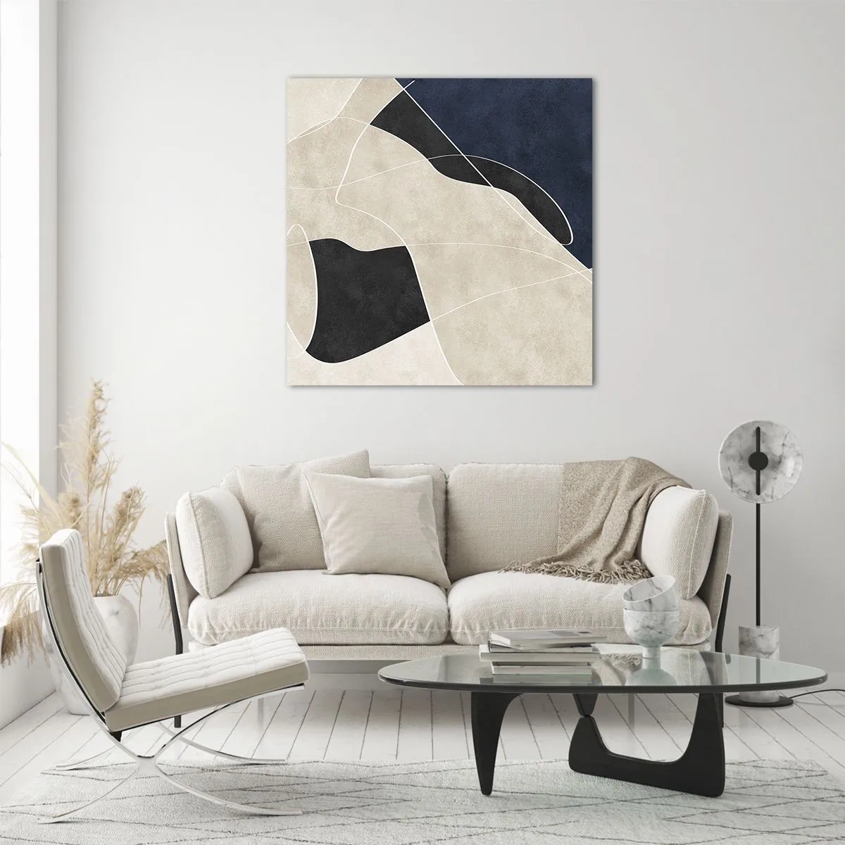 Glastavla - Bild på glas - Abstrakt komposition - färgkontrast - 60x60 cm