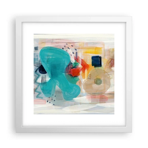 Affisch i vit ram - Ett färgglatt spel - 30x30 cm