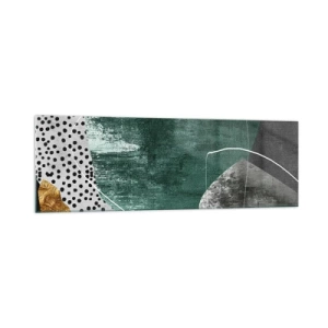 Glastavla - Bild på glas - Färgstark abstraktion med en guldflinga - 160x50 cm