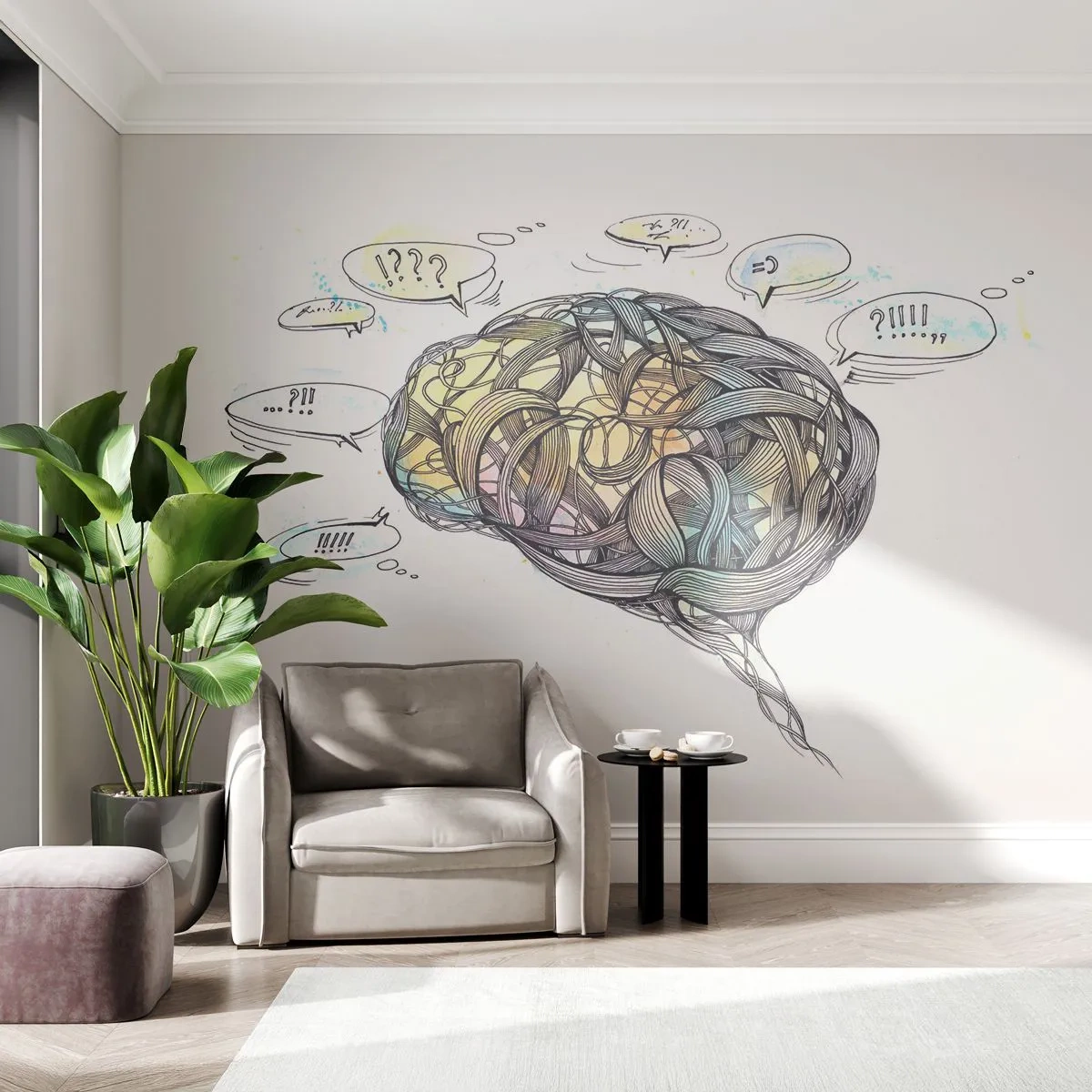 Fototapet Premium Canvas - Människan - en stor gåta - Abstraktion, Hjärna, Grafik - 250x175 cm