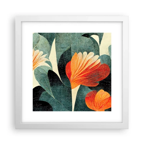 Affisch i vit ram - Värmen i tropikerna och svalkan i grönskan - 30x30 cm