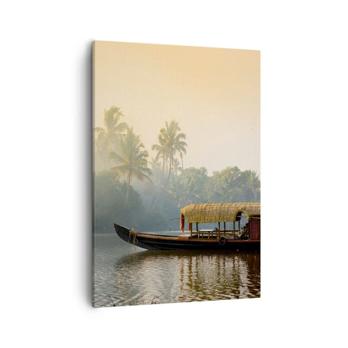 Canvastavla - Bild på duk - Hus på floden - 50x70 cm