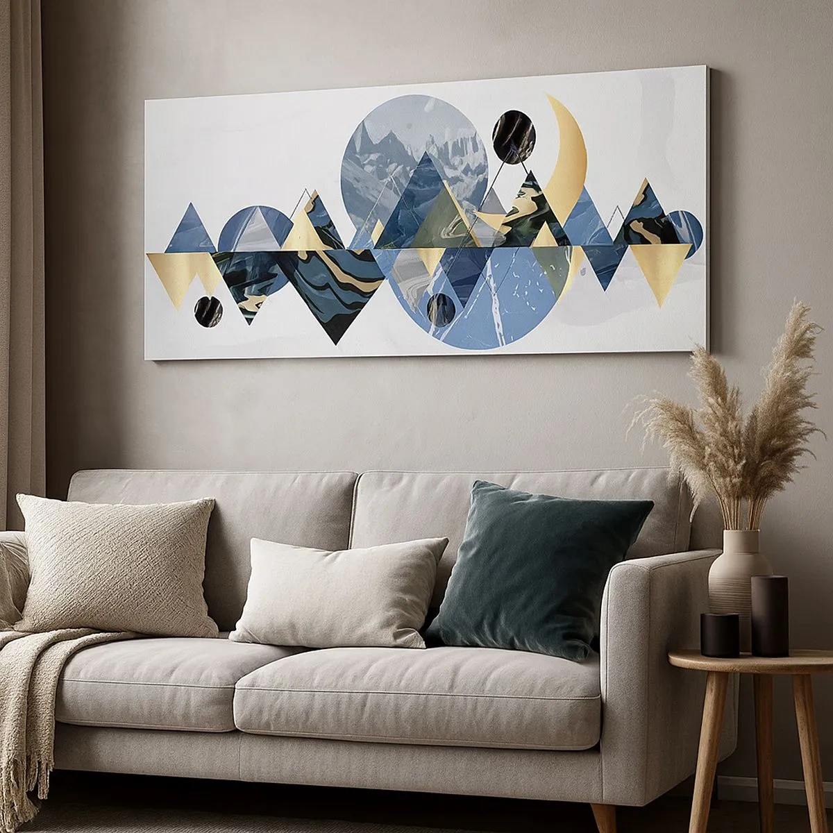 Canvastavla - Bild på duk - Geometriskt landskap - 100x40 cm