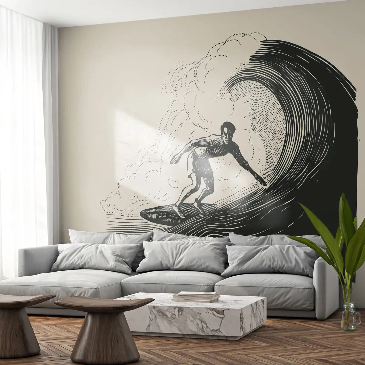 Fototapet Premium Canvas - Vågens kung - Vinka, Surfing, Sport - 300x210 cm