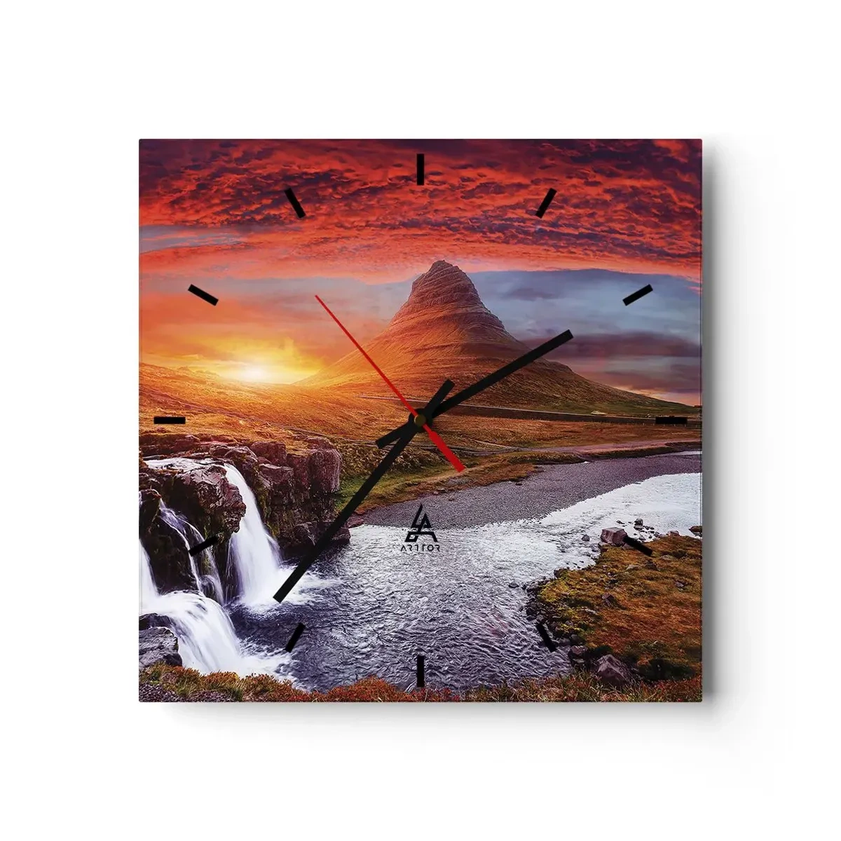 Väggklocka - Klocka på glas - Utsikt över Midgård - 30x30 cm