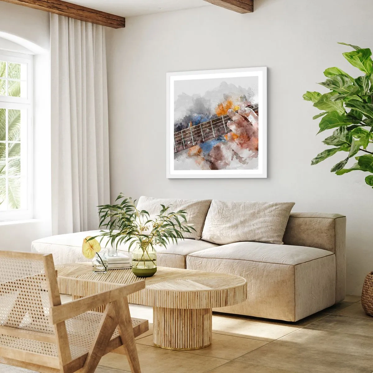 Affisch i vit ram - Poesi mellan strängarna - 60x60 cm