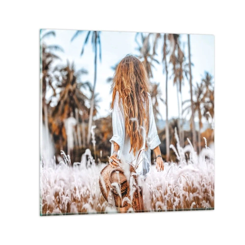 Glastavla - Bild på glas - Född ur gräsdun - 30x30 cm