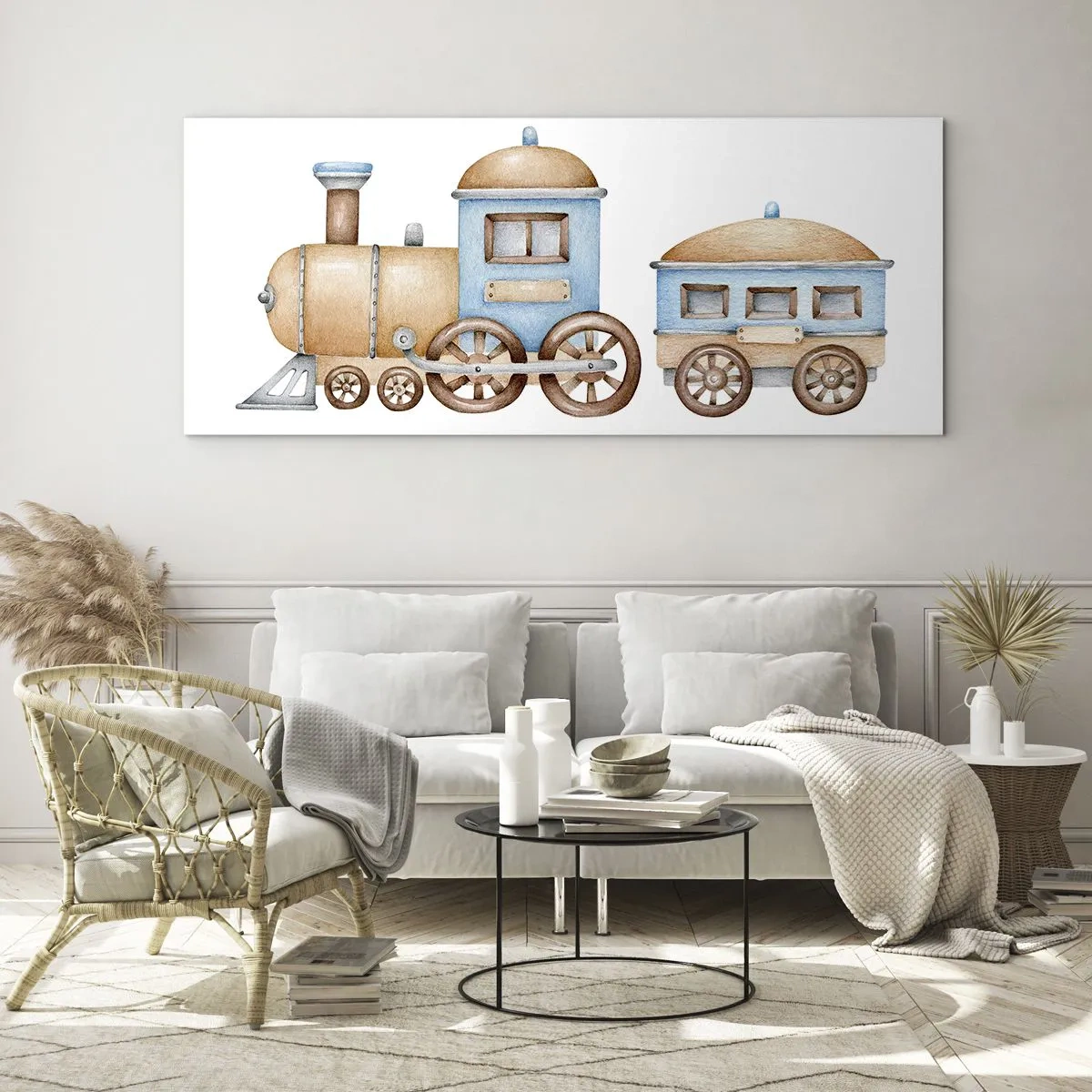 Glastavla - Bild på glas - Stående vid stationen... - 140x50 cm