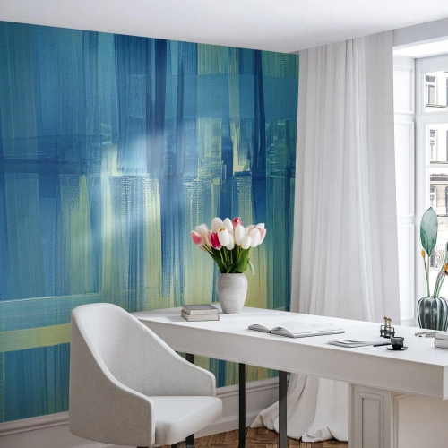 Fototapet Premium Canvas - Komposition i turkos - Abstraktion, Bälten, Maritim - 250x175 cm
