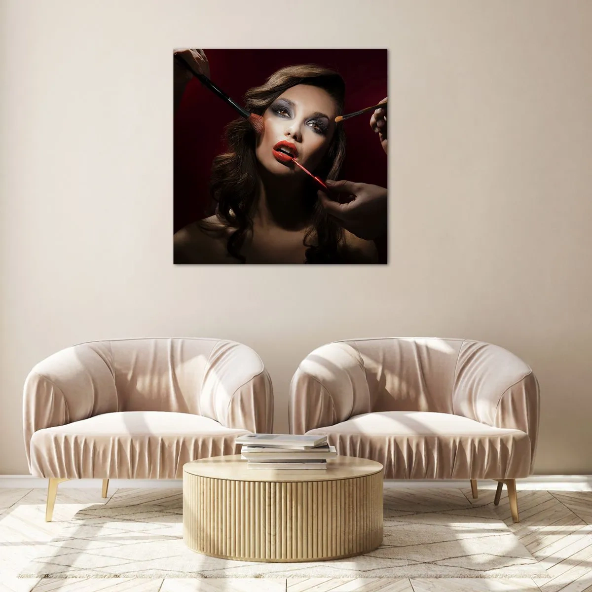 Glastavla - Bild på glas - Skönhet försänkt i sina drömmar - 40x40 cm