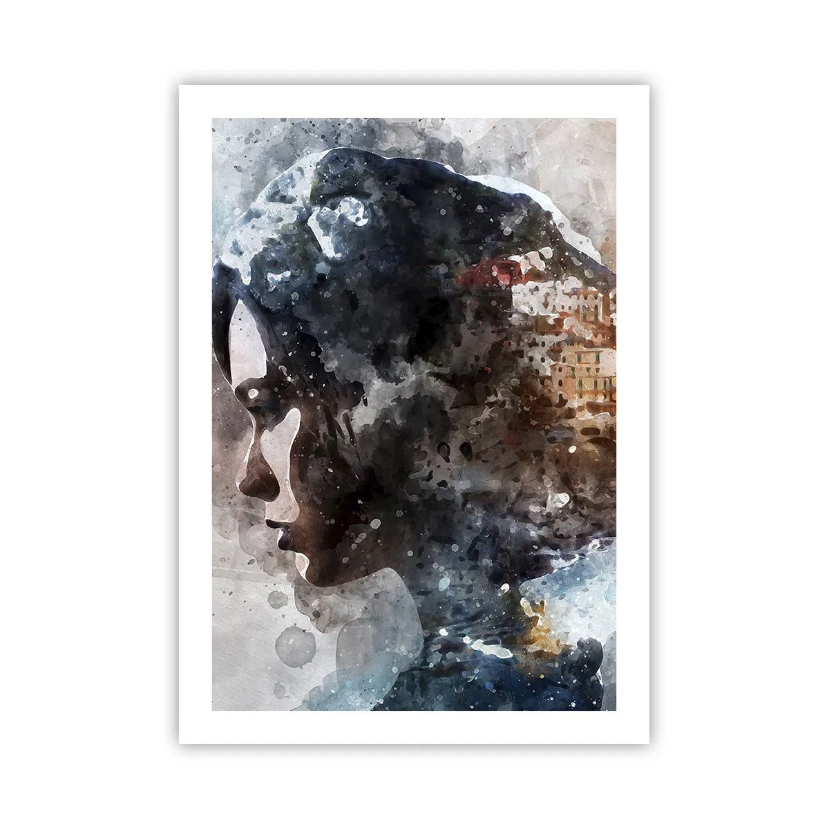 Affisch - Berättelse om en tjej med en stad i bakgrunden - 50x70 cm
