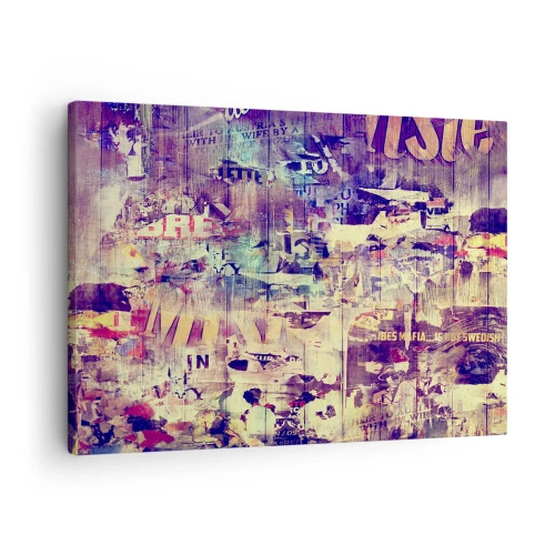 Canvastavla - Bild på duk - Färgglatt abstrakt collage med text och grafik - 70x50cm - Och så mycket blir det klar - Modern väggdekoration för vardagsrum och sovrum ARTTOR
