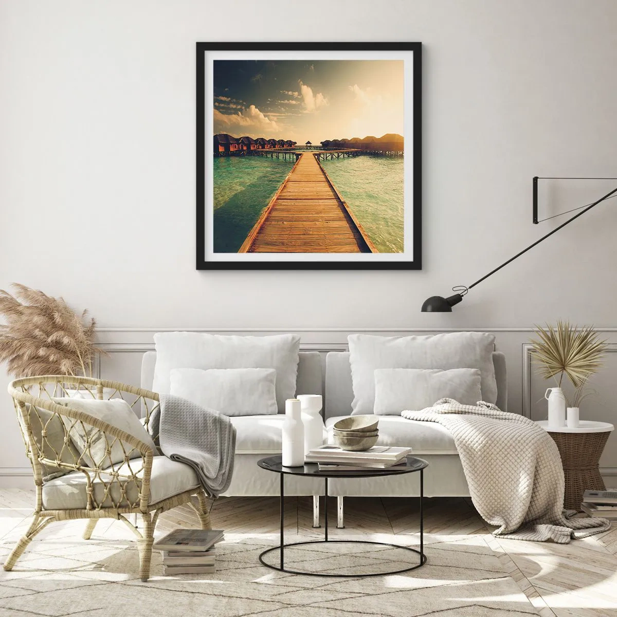 Affisch i svart ram - Varm inbjudan - 60x60 cm