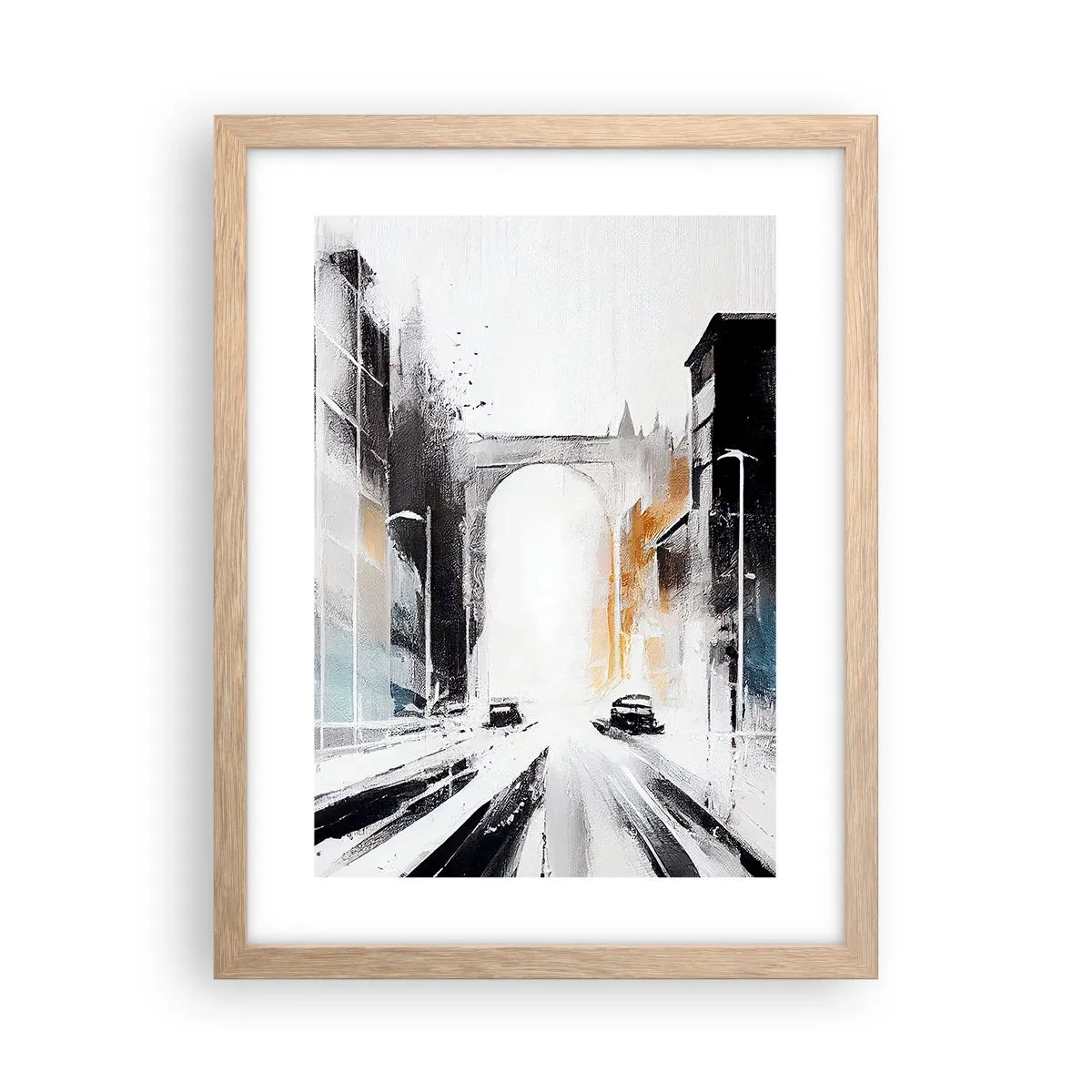 Affisch i ram av ljusek - Stadsstudie: arkitektur och rörelse - 30x40 cm