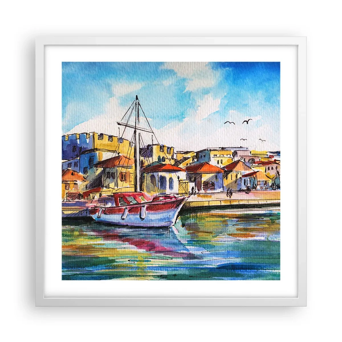Affisch i vit ram - Regnbågseftermiddag - 50x50 cm