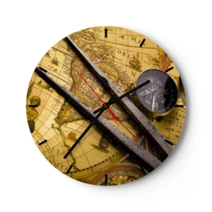 Väggklocka - Klocka på glas - Var är skatterna? - 40x40 cm