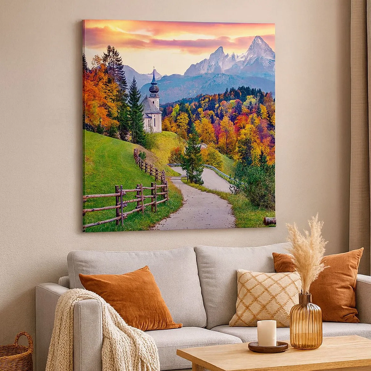 Canvastavla - Bild på duk - Landskap som en målning - 30x30 cm