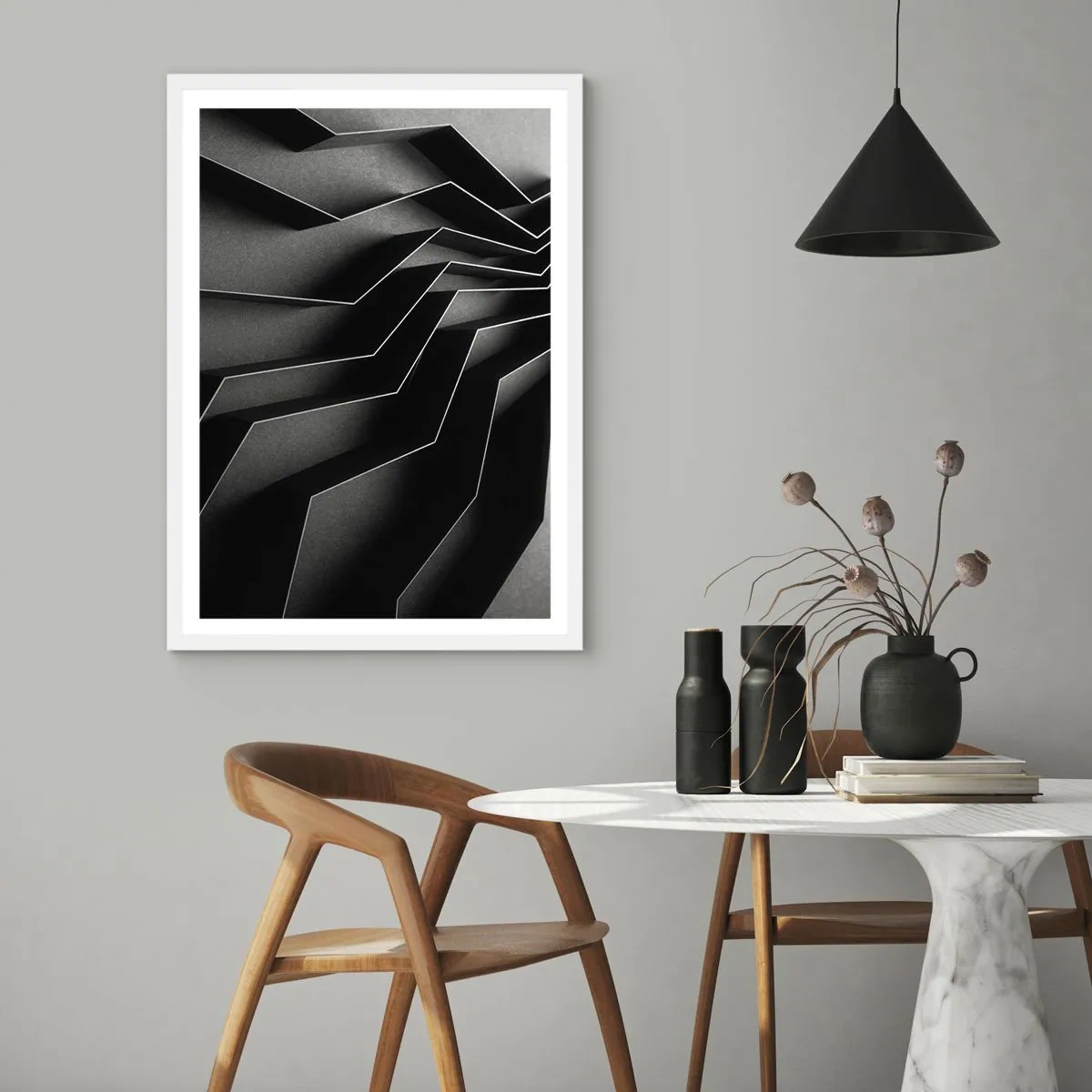 Affisch i vit ram - Rumslig ordning - 70x100 cm