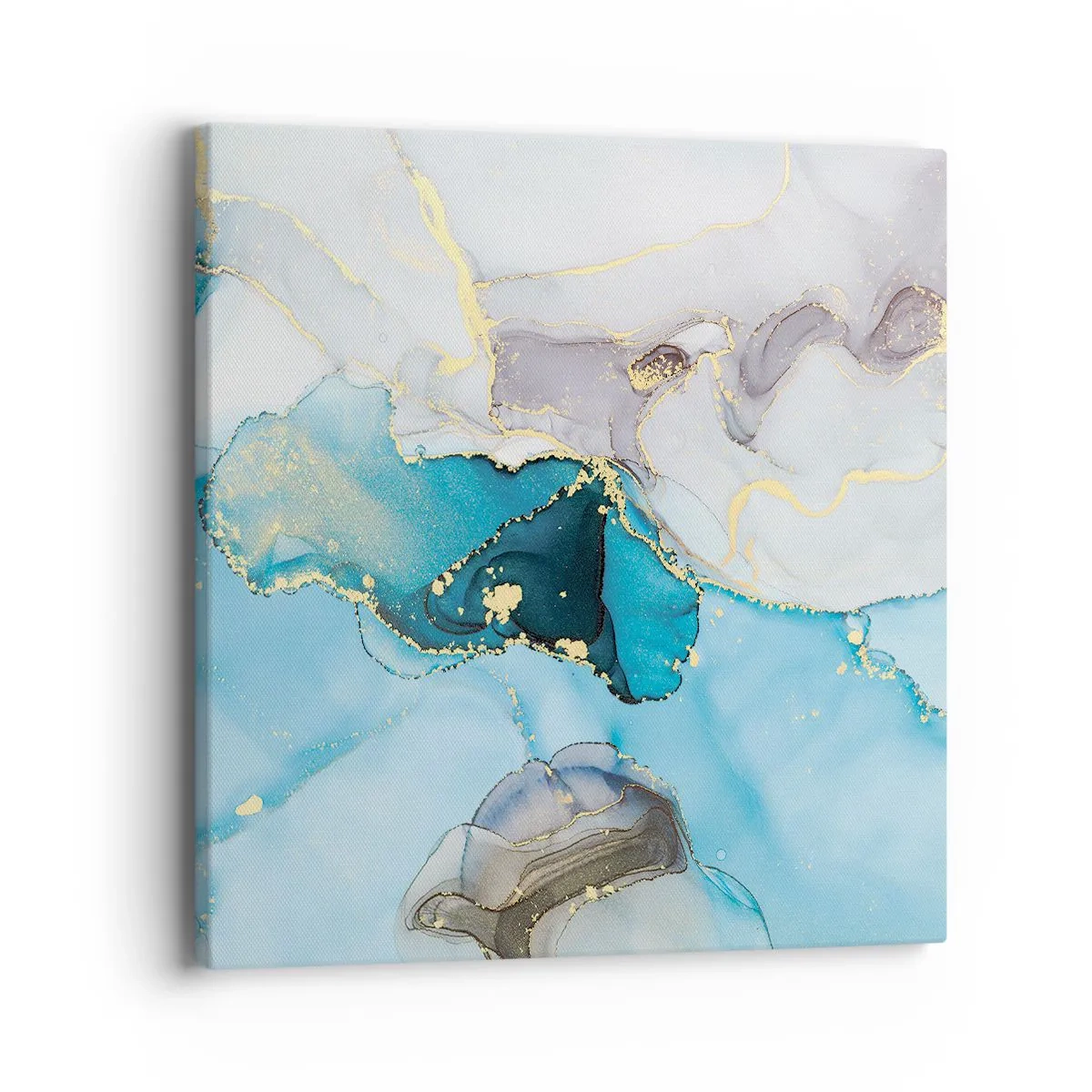 Canvastavla - Bild på duk - Studie över mötet mellan grå och turkos - 40x40 cm