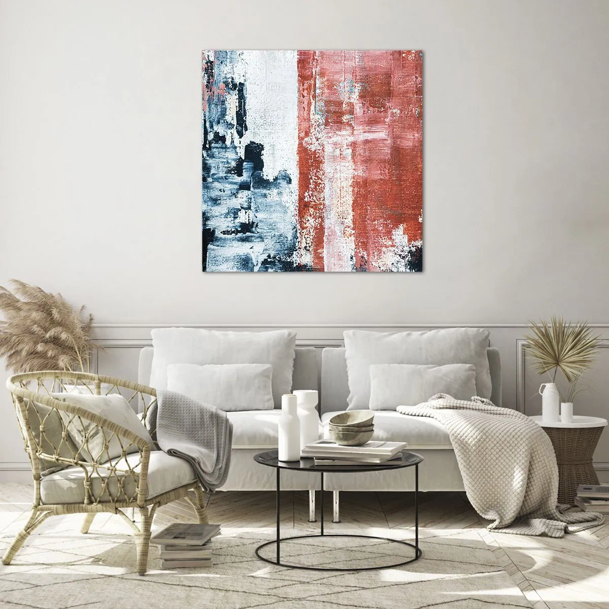 Glastavla - Bild på glas - Abstrakt halvt om halvt - 60x60 cm