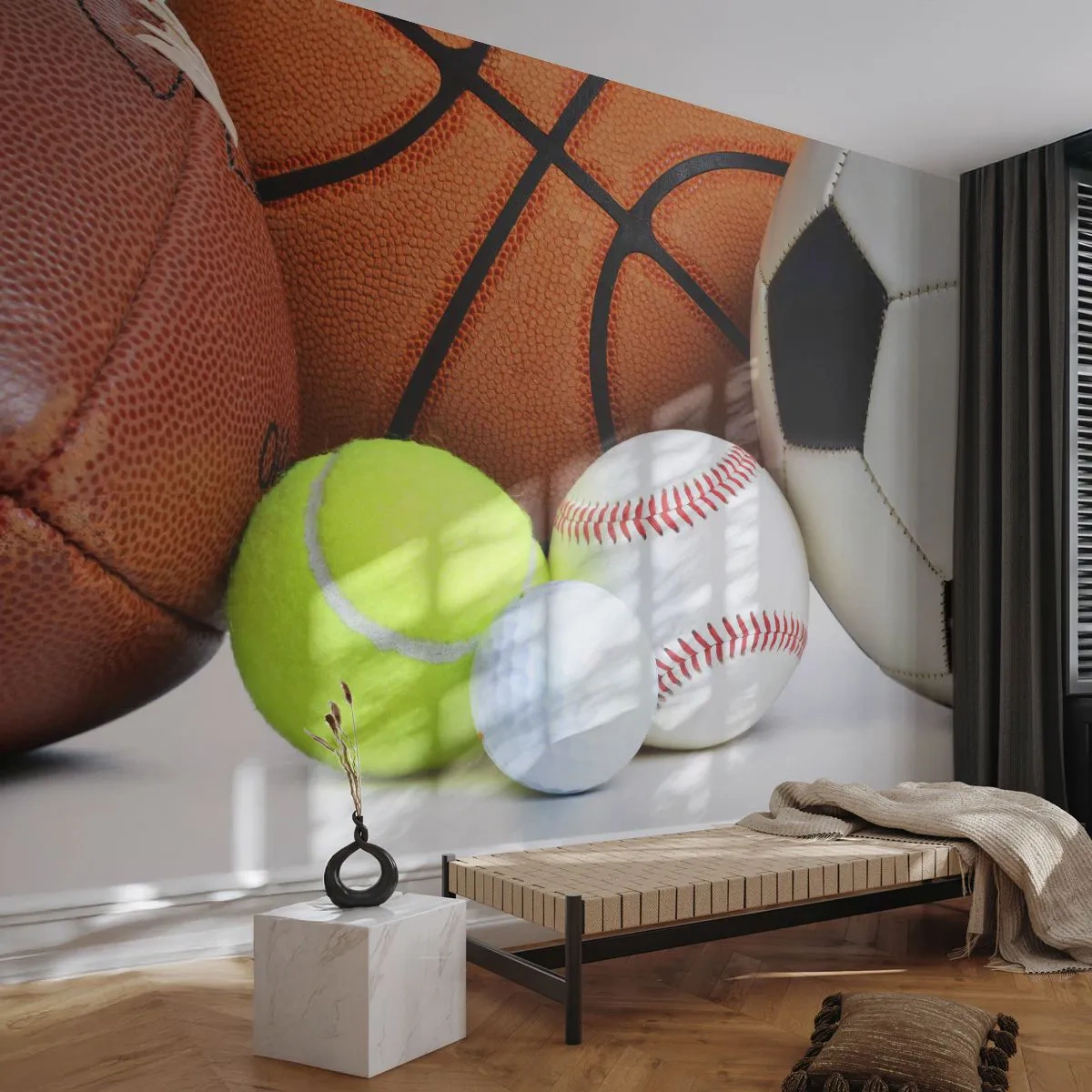 Fototapet Standard Eco - Fotbollen förenar oss! - Sport, Fotboll, Basketboll - 500x350 cm