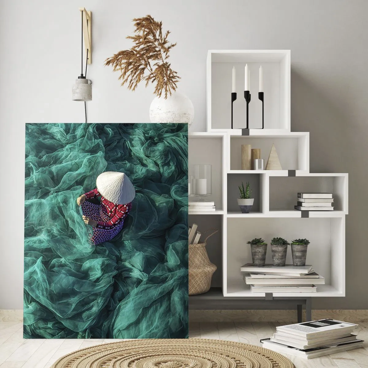 Glastavla - Bild på glas - I nätens hav - 50x70 cm
