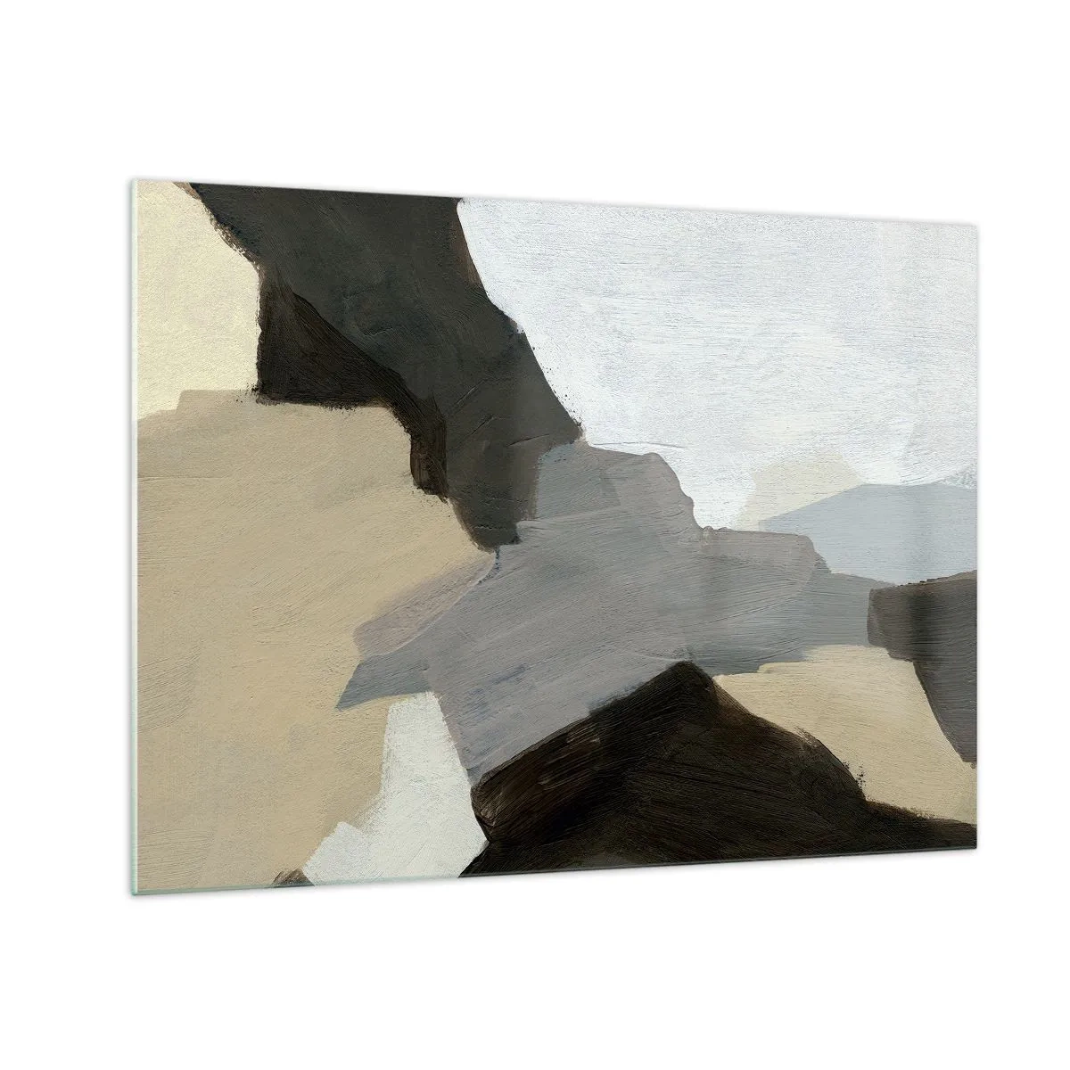 Glastavla - Bild på glas - En modern abstrakt komposition i grå nyanser - 70x50cm - Abstraktion: avgrening av det gråa - Modern väggdekoration för vardagsrum och sovrum ARTTOR