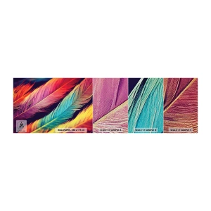 Provbit av fototapet Premium Sand - Fjäderlik regnbåge - Fjädrar, Ljus, Färgrik - 100x30 cm