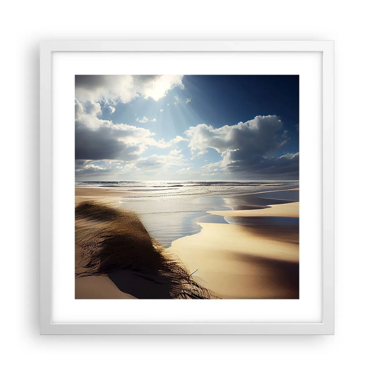 Affisch i vit ram - Strand, vild strand - 40x40 cm
